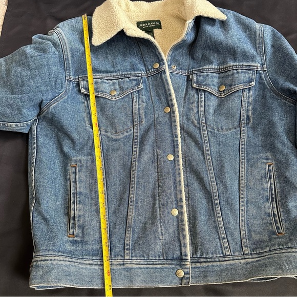 Ralph Lauren Jeans Vtg Women’s 1X Denim Trucker Jacket Sherpa Lined Barn Jacket - Picture 6 of 11